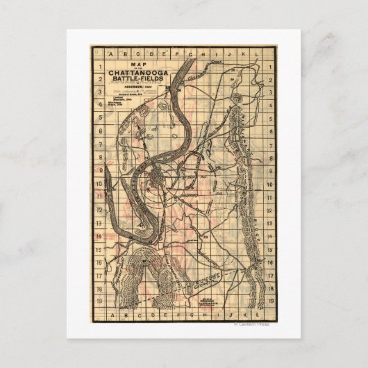 チカマウガの戦い – 南北戦争パノラママップ3 ポストカード (正面)