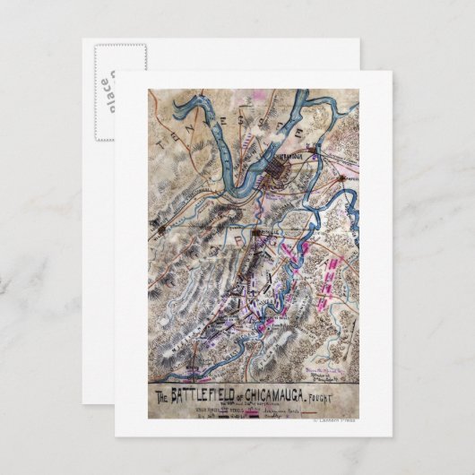 チカマウガの戦い – 南北戦争パノラママップ ポストカード (正面/裏面)