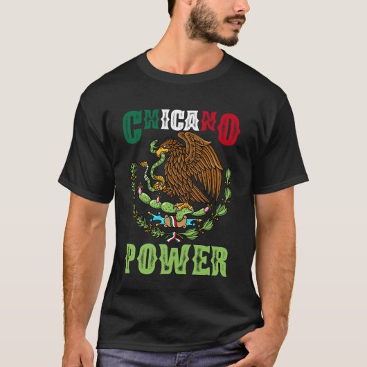 チカーノ・パワー メキシコ独立記念日 メキシコ国旗 Tシャツ (正面)