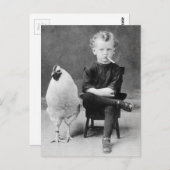 チキンおもしろいと喫煙キッドヴィンテージ写真 ポストカード (正面/裏面)