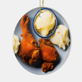 チキンおもしろいの唐揚げクリスマス セラミックオーナメント (左)