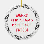 チキンおもしろいの唐揚げクリスマス セラミックオーナメント (裏面)