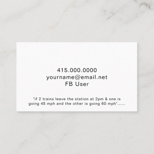 チキンおもしろいの数学の家庭教師または先生の平方根 名刺 (裏面)