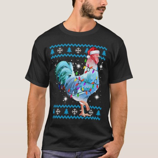 チキンおもしろいの醜いクリスマスセーター Tシャツ (正面)