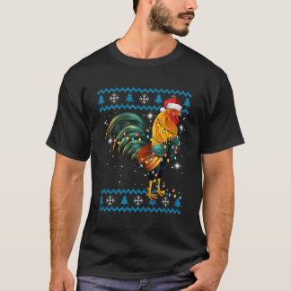 チキンおもしろいの醜いセーターのチキン好き Tシャツ