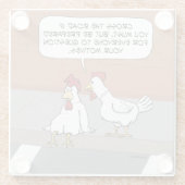 チキンおもしろいアドバイスが道路スクアールを横断する ガラスコースター (裏面)