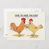 チキンおもしろいイースターエッグ狩り漫画漫画 ポストカード (正面/裏面)