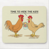 チキンおもしろいイースターエッグ狩り漫画 マウスパッド (正面)