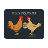 チキンおもしろいイースター卵狩りマンガブルー マグネット (横)