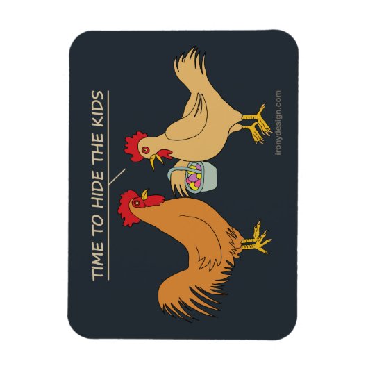 チキンおもしろいイースター卵狩りマンガブルー マグネット (縦)