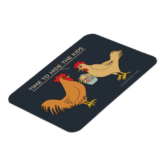 チキンおもしろいイースター卵狩りマンガブルー マグネット (左側)