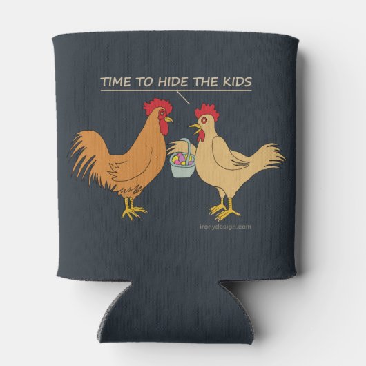 チキンおもしろいイースター卵狩りマンガブルー 缶クーラー (裏面)