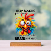 チキンおもしろいイ転がワーアート アクリルサイン (ニュートラル)