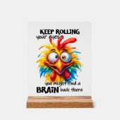 チキンおもしろいイ転がワーアート アクリルサイン (正面)