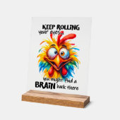 チキンおもしろいイ転がワーアート アクリルサイン (傾斜)