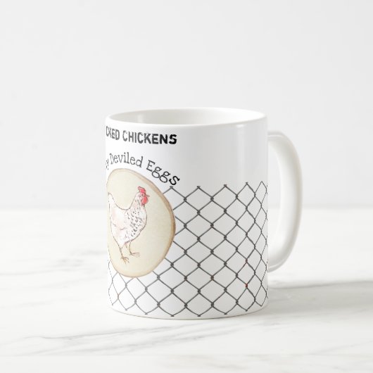 チキンおもしろいエッグノベルティシャビー素朴ファームハウス コーヒーマグカップ (正面右)
