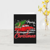 チキンおもしろいオンレッドトラッククリスマスツリークリスマ カード (黄色い花)