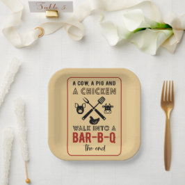チキンおもしろいカウピグバーベキューパーティー ペーパープレート