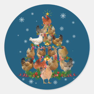 チキンおもしろいクリスマスツリーペットチキン恋人 ラウンドシール