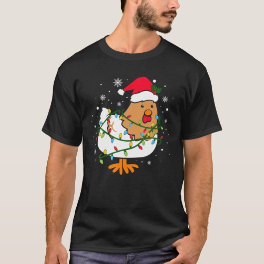 チキンおもしろいクリスマスツリー Tシャツ (正面)