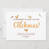 チキンおもしろいクリスマスツーフォトホリデーカード シーズンカード (正面)