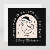 チキンおもしろいクリスマスファームのパンプス黒お洒落 シーズンカード (正面/裏面)