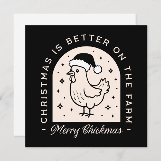 チキンおもしろいクリスマスファームのパンプス黒お洒落 シーズンカード (正面/裏面)