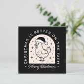 チキンおもしろいクリスマスファームのパンプス黒お洒落 シーズンカード (スタンド正面)