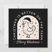 チキンおもしろいクリスマスファームのパンプス黒お洒落 シーズンカード (正面)