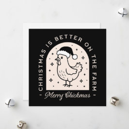 チキンおもしろいクリスマスファームのパンプス黒お洒落 シーズンカード