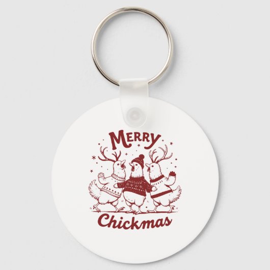 チキンおもしろいクリスマスファーム動物かわいいクリスマスマー キーホルダー (正面)