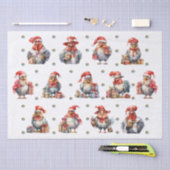 チキンおもしろいクリスマスホリデーショッパーズホワイト 薄葉紙 (クラフト)