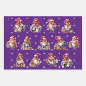 チキンおもしろいクリスマスホリデーショッパー3色 ラッピングペーパーシート (正面)
