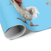 チキンおもしろいクリスマスホリデーワインパーティーブルー ラッピングペーパー (ロールコーナー)