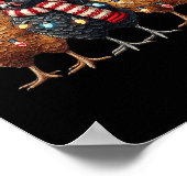 チキンおもしろいクリスマスライトアニマル農家クリスマス ポスター (角)