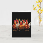 チキンおもしろいクリスマスライトファームかわいい動物Xm カード (黄色い花)