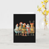 チキンおもしろいクリスマスライトファーム動物かわいいXm カード (黄色い花)