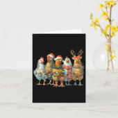 チキンおもしろいクリスマスライトファーム動物かわいいXm カード (黄色い花)