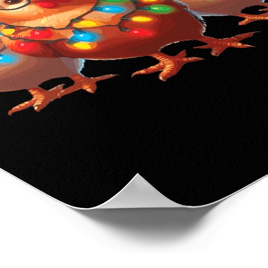 チキンおもしろいクリスマスライトファーム動物かわいいXm ポスター (角)