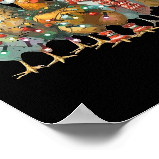 チキンおもしろいクリスマスライトファーム動物かわいいXm ポスター (角)