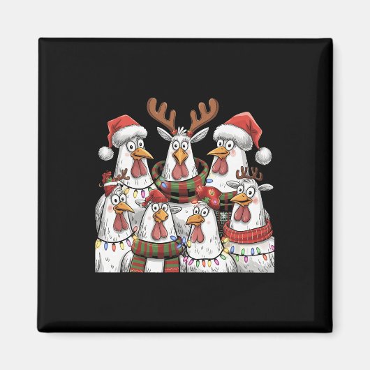 チキンおもしろいクリスマスライトファーム動物かわいいXm マグネット (正面)