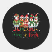 チキンおもしろいクリスマスライトファーム動物かわいいXm ラウンドシール (正面)