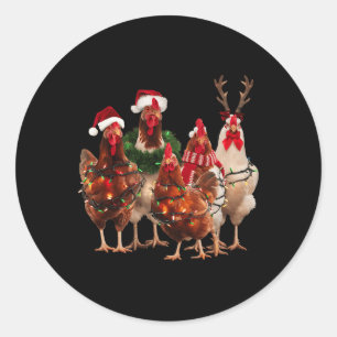 チキンおもしろいクリスマスライトファーム動物かわいいXm ラウンドシール