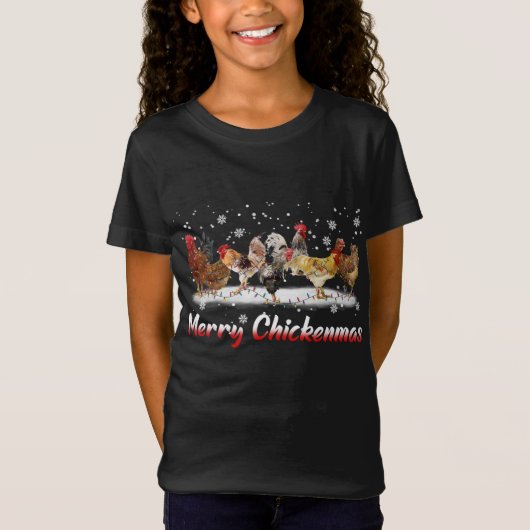 チキンおもしろいクリスマスライト – メリークリスマスC Tシャツ (正面)