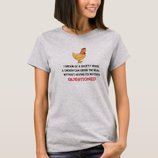 チキンおもしろいクロッシングロードTシャツ Tシャツ (正面)