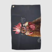 チキンおもしろいグメガネ ゴルフタオル (正面)