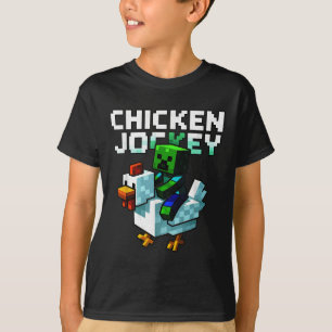 チキンおもしろいジョッキーゾンビピクセルアートゲーマーシャツ Tシャツ