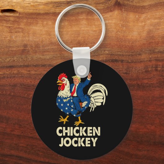 チキンおもしろいジョッキートランプミーム女子男性へ キーホルダー (正面)