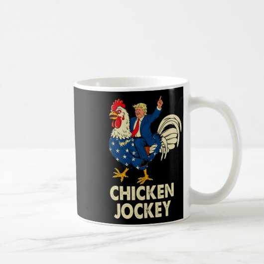チキンおもしろいジョッキートランプミーム女子男性へ コーヒーマグカップ (右)