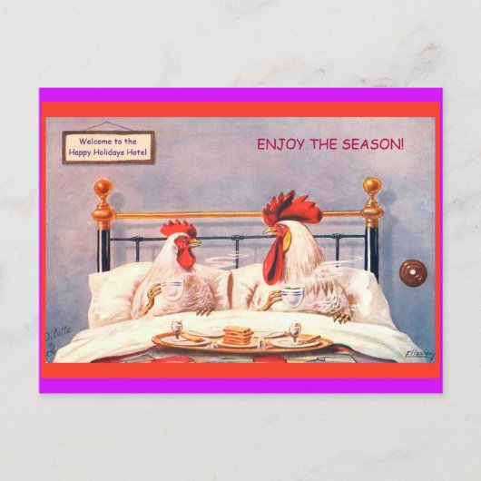チキンおもしろいズホリデーポストカードヴィンテージコピー1910 ポストカード (正面)